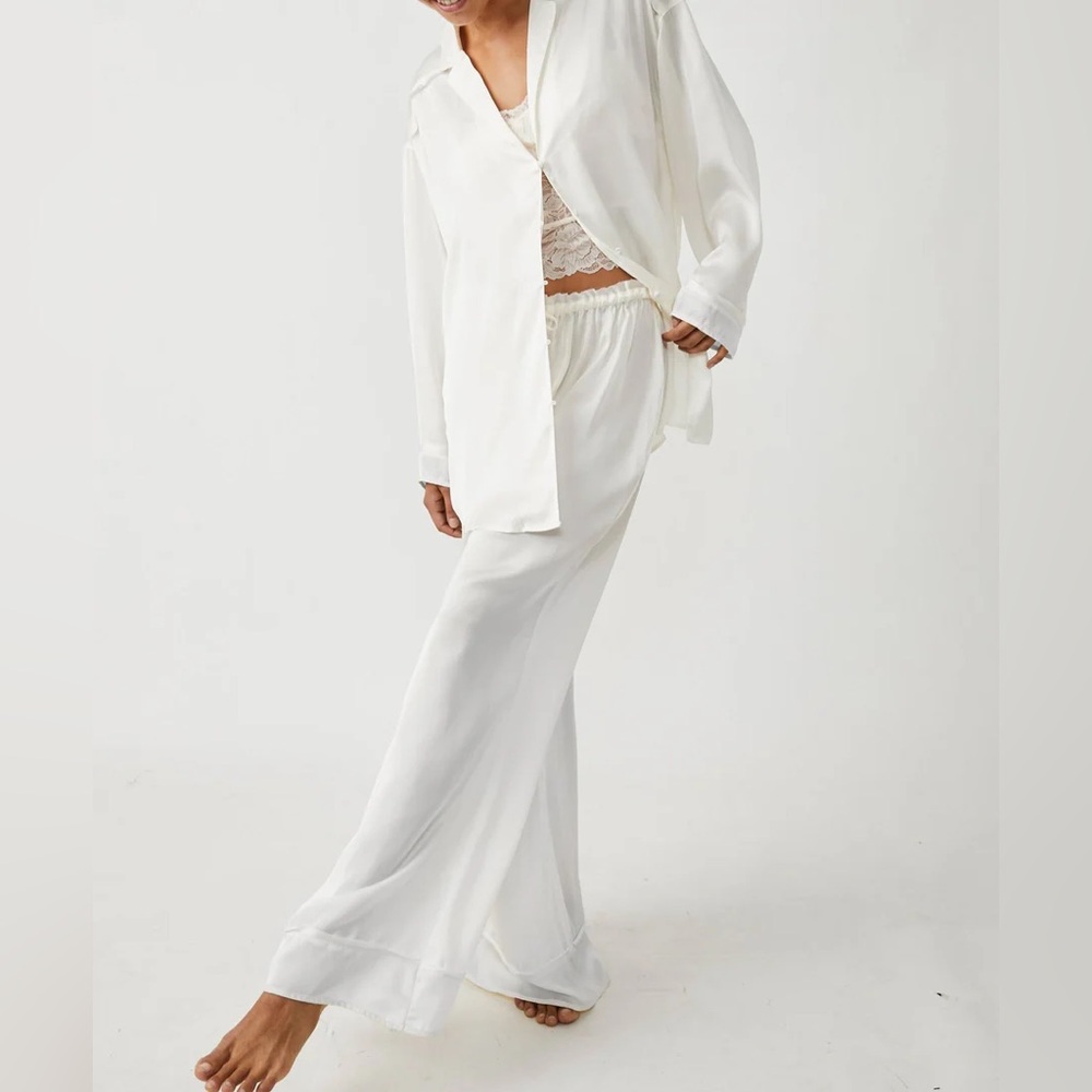 FREE PEOPLE DREAMY DAYS SOLID PJ SET- IVORY